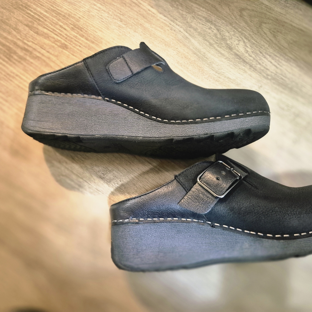 Dansko Black Leather Clogs